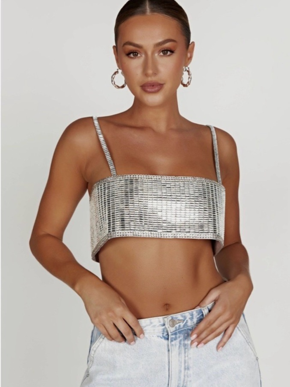 MESHKI “Miriam”Mirror Crop Top